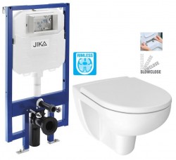 JIKA predstenový inštalačný 8 cm systém bez tlačidla + WC JIKA LYRA PLUS RIMLESS + SEDADLO duraplastu SLOWCLOSE (H894652 X LY2)