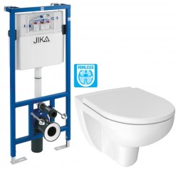 JIKA predstenový inštalačný systém bez tlačidla + WC JIKA LYRA PLUS RIMLESS + SEDADLO duraplastu (H895652 X LY1)