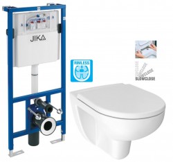 JIKA predstenový inštalačný systém bez tlačidla + WC JIKA LYRA PLUS RIMLESS + SEDADLO duraplastu SLOWCLOSE (H895652 X LY2)