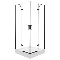 KERRA - Sprchovací kút Flow s vaničkou 90 (čierny) (5907548118486)