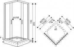 KERRA - Sprchovací kút Madera Str 80 SQ (s vaničkou) (5907548115324)