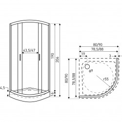 KERRA - Sprchovací kút Madera Str 90 (s vaničkou) (5907548115256)