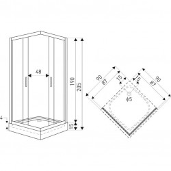KERRA - Sprchovací kút Madera Str 90 SQ (s vaničkou) (5907548115331)