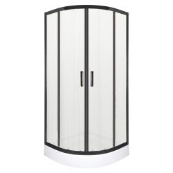 KERRA - Sprchovací kút s vaničkou Soho 90 (čierny) (5907548118790)