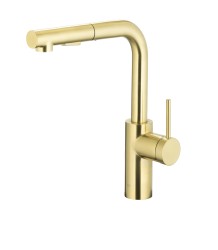 KFA - Batéria Duero basic, kuchynská, stojaca, s vyberateľnou a otočnou výtokovou armatúrou, PVD brúsené svetlé zlato (6623-110-39)