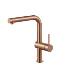 KFA - Batéria Duero Edge, kuchynská, stojaca, s vyberateľnou a otočnou výtokovou armatúrou, PVD brúsené ružové zlato (6623-510-34)