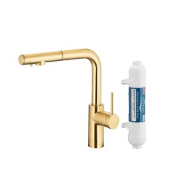 KFA - Batéria Duero pure basic pull-out, filtrujúca s otočnou výtokovou armatúrou, brúsené svetlé zlato + filter hydro+ (6623-112-39)
