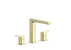 KFA - Batéria Malaga, umývadlová, 3-otvorová, stojaca, PVD brúsené zlato (4522-221-31)