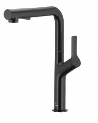 KFA - DUERO DESIGN drezová batéria s otočnou vyťahovacou sprchou a prepínaním, čierna (6623-220-81)