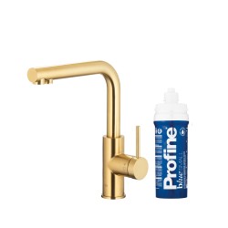 KFA - Duero pure basic, filtrujúca s otočnou výtokovou armatúrou, brúsené svetlé zlato + profine blue s (6623-913-39)