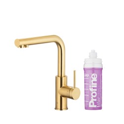 KFA - Duero pure basic, filtrujúca s otočnou výtokovou armatúrou, brúsené svetlé zlato + profine lilac s (6623-915-39)