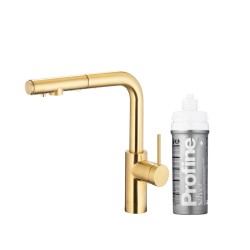 KFA - Duero pure basic pull-out, filter. s otočnou výtokovou armatúrou, PVD brúsené svetlé zlato + profine silver (6623-114-39)