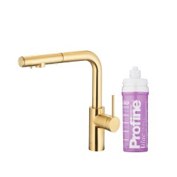 KFA - Duero pure basic pull-out, filtrujúci s otočnou výtokovou armatúrou, brúsené svetlé zlato + profine lilac (6623-115-39)