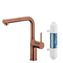 KFA - Duero pure move pull-out bat. kuchynská filtrujúca, brúsené ružové zlato + filter hydro+ (6623-422-34)