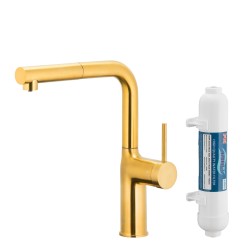 KFA - Duero pure move pull-out bat. kuchynská filtrujúca, brúsené zlato + filter hydro+ (6623-422-31)