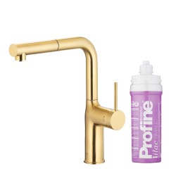 KFA - Duero pure move pull-out, filtrujúca s otočnou výtokovou armatúrou, brúsené svetlé zlato + profine lilac s (6623-425-39)