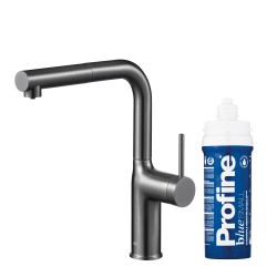 KFA - Duero pure move pull-out, filtrujúca s otočnou výtokovou armatúrou, gunmetal šedá + profine blue s (6623-423-61)