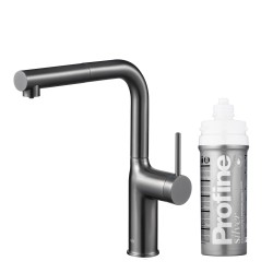KFA - Duero pure move pull-out, filtrujúca s otočnou výtokovou armatúrou, gunmetal šedá + profine silver s (6623-424-61)
