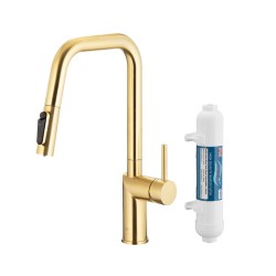 KFA - Duero pure style, filtrujúca, s výtokovou armatúrou, PVD brúsené svetlé zlato + filter hydro+ (6623-312-39)