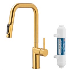 KFA - Duero pure style pull-out bat. kuchynská filtrujúca, brúsené zlato + filter hydro+ (6623-312-31)