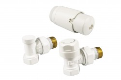 KFA - Súprava termostatická radiátorová, uhlová Komfort Pro, biela (757-130-44-BL)