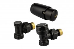 KFA - Súprava termostatická radiátorová, uhlová Komfort Pro, čierna (757-130-81-BL)