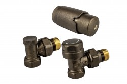 KFA - Súprava termostatická radiátorová, uhlová Komfort Pro, medená (757-130-19-BL)