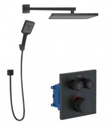 Kielle - Arkas I Termostatická batéria pod omietku, na 2 spotrebiče, s príslušenstvom a telesom, matná čierna (20611SPT44)