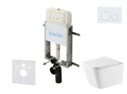 Kielle - Genesis New Set predstenovej inštalácie, klozetu Arkas I, Vortex Rimless+, dosky softclose a tlačidla Gemini New I, lesklá biela (30528SZ73)
