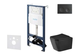 Kielle - Genesis New Set predstenovej inštalácie, klozetu Arkas I, Vortex Rimless+, dosky softclose a tlačidla Gemini New I, matná čierna (30528SS94)