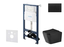 Kielle - Genesis New Set predstenovej inštalácie, klozetu Arkas I, Vortex Rimless+, dosky softclose a tlačidla Gemini New III, matná čierna (30528SS96)