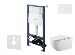 Kielle - Genesis New Set predstenovej inštalácie, klozetu Gaia, Rimless, dosky softclose a tlačidla Gemini New I, lesklá biela (30528SS10)