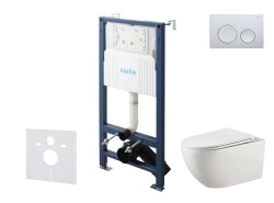 Kielle - Genesis New Set predstenovej inštalácie, klozetu Gaia, Rimless, dosky softclose a tlačidla Gemini New I, lesklý chróm (30528SS11)