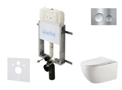 Kielle - Genesis New Set predstenovej inštalácie, klozetu Gaia, Rimless, dosky softclose a tlačidla Gemini New I, lesklý chróm (30528SZ11)