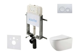 Kielle - Genesis New Set predstenovej inštalácie, klozetu Gaia, Rimless, dosky softclose a tlačidla Gemini New I, lesklý chróm (30528SZ11)