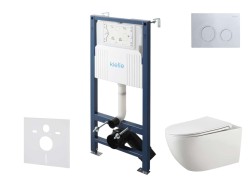 Kielle - Genesis New Set predstenovej inštalácie, klozetu Gaia, Rimless, dosky softclose a tlačidla Gemini New II, lesklý chróm (30528SS14)