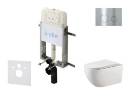 Kielle - Genesis New Set predstenovej inštalácie, klozetu Gaia, Rimless, dosky softclose a tlačidla Gemini New II, lesklý chróm (30528SZ14)