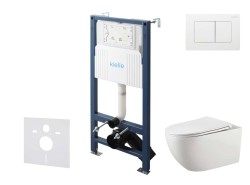 Kielle - Genesis New Set predstenovej inštalácie, klozetu Gaia, Rimless, dosky softclose a tlačidla Gemini New III, lesklá biela (30528SS16)