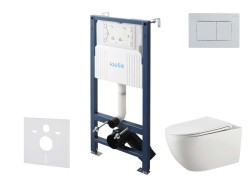 Kielle - Genesis New Set predstenovej inštalácie, klozetu Gaia, Rimless, dosky softclose a tlačidla Gemini New III, lesklý chróm (30528SS17)