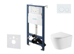 Kielle - Genesis New Set predstenovej inštalácie, klozetu Nefia, Vortex Rimless+, dosky softclose a tlačidla Gemini New I, lesklá biela (30528SS46)