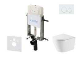 Kielle - Genesis New Set predstenovej inštalácie, klozetu Nefia, Vortex Rimless+, dosky softclose a tlačidla Gemini New I, lesklá biela (30528SZ46)