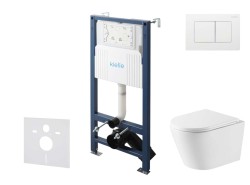Kielle - Genesis New Set predstenovej inštalácie, klozetu Nefia, Vortex Rimless+, dosky softclose a tlačidla Gemini New III, lesklá biela (30528SS52)
