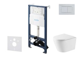 Kielle - Genesis New Set predstenovej inštalácie, klozetu Nefia, Vortex Rimless+, dosky softclose a tlačidla Gemini New III, lesklý chróm (30528SS53)