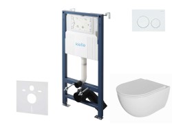 Kielle - Genesis New Set predstenovej inštalácie, klozetu Oudee, Rimless, dosky softclose a tlačidla Gemini New I, lesklá biela (30528SS01)