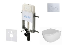 Kielle - Genesis New Set predstenovej inštalácie, klozetu Oudee, Rimless, dosky softclose a tlačidla Gemini New II, lesklý chróm (30528SZ05)