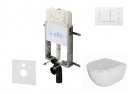 Kielle - Genesis New Set predstenovej inštalácie, klozetu Oudee, Rimless, dosky softclose a tlačidla Gemini New III, lesklá biela (30528SZ07)