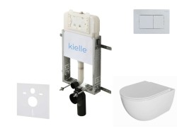 Kielle - Genesis New Set predstenovej inštalácie, klozetu Oudee, Rimless, dosky softclose a tlačidla Gemini New III, lesklý chróm (30528SZ08)