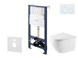 Kielle - Genesis New Set predstenovej inštalácie, klozetu Oudee, Vortex Rimless+, dosky softclose a tlačidla Gemini New I, lesklá biela (30528SS55)