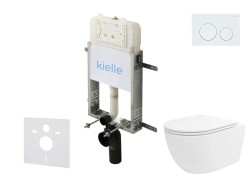 Kielle - Genesis New Set predstenovej inštalácie, klozetu Oudee, Vortex Rimless+, dosky softclose a tlačidla Gemini New I, lesklá biela (30528SZ28)