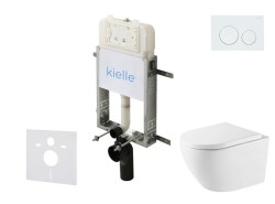 Kielle - Genesis New Set predstenovej inštalácie, klozetu Oudee, Vortex Rimless+, dosky softclose a tlačidla Gemini New I, lesklá biela (30528SZ64)